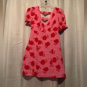 Romantic floral, red & pink dress 💗